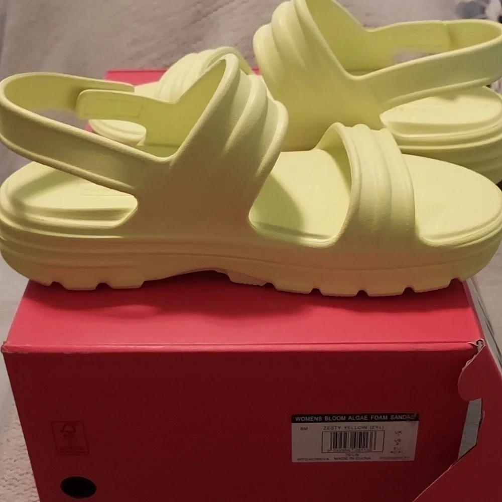 HUNTER BLOOM ALGAE FOAM SANDALS IN ZESTY YELLOW NIB
